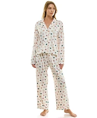 Sincerely Jules Women's Long Sleeve Top and Bottom 2-Piece Notch Collar Set