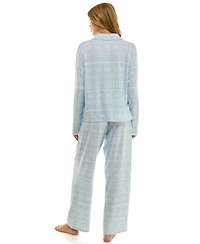 Sincerely Jules Women's Long Sleeve Top and Bottom 2-Piece Notch Collar Set