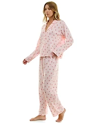 Sincerely Jules Women's Long Sleeve Top and Bottom 2-Piece Notch Collar Set