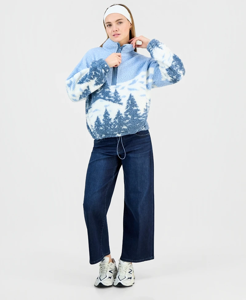 Sincerely Jules Juniors' Printed Sherpa Fleece Quarter-Zip