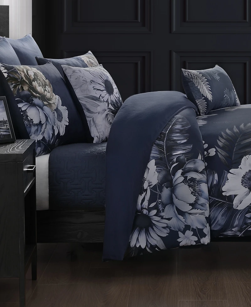 Bebejan Forget Me Not Bedding 100% Cotton Sateen 5 Piece Reversible King Comforter Set
