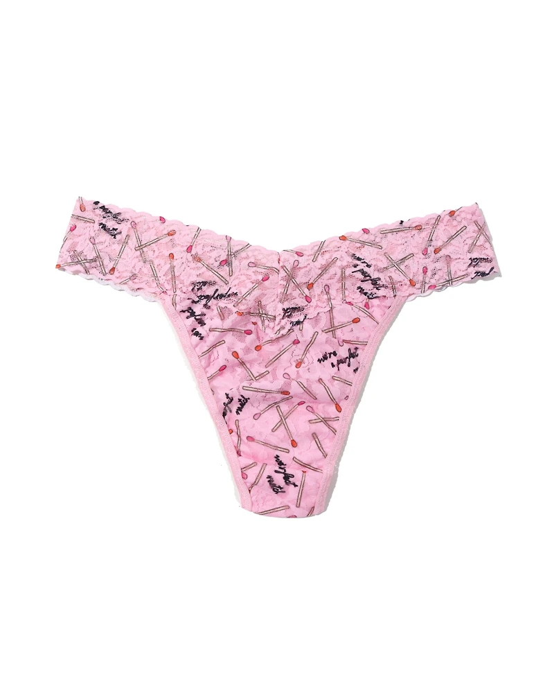 Hanky Panky Women's Printed Signature Lace Original Rise Thong Underwear