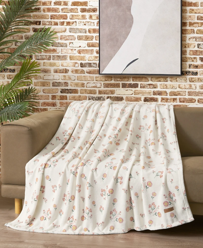 Lucky Brand Daisy Floral Cozy Plush Throw, 50" x 70"