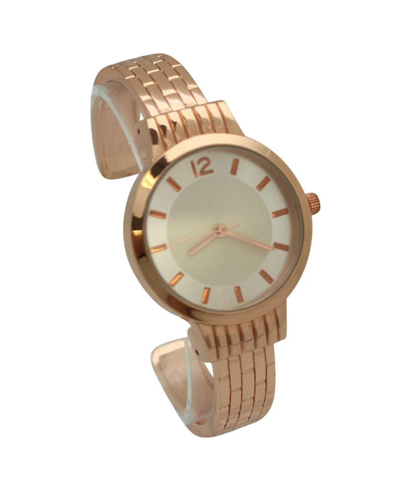 Olivia Pratt Rose Gold Textured Bangle Watch