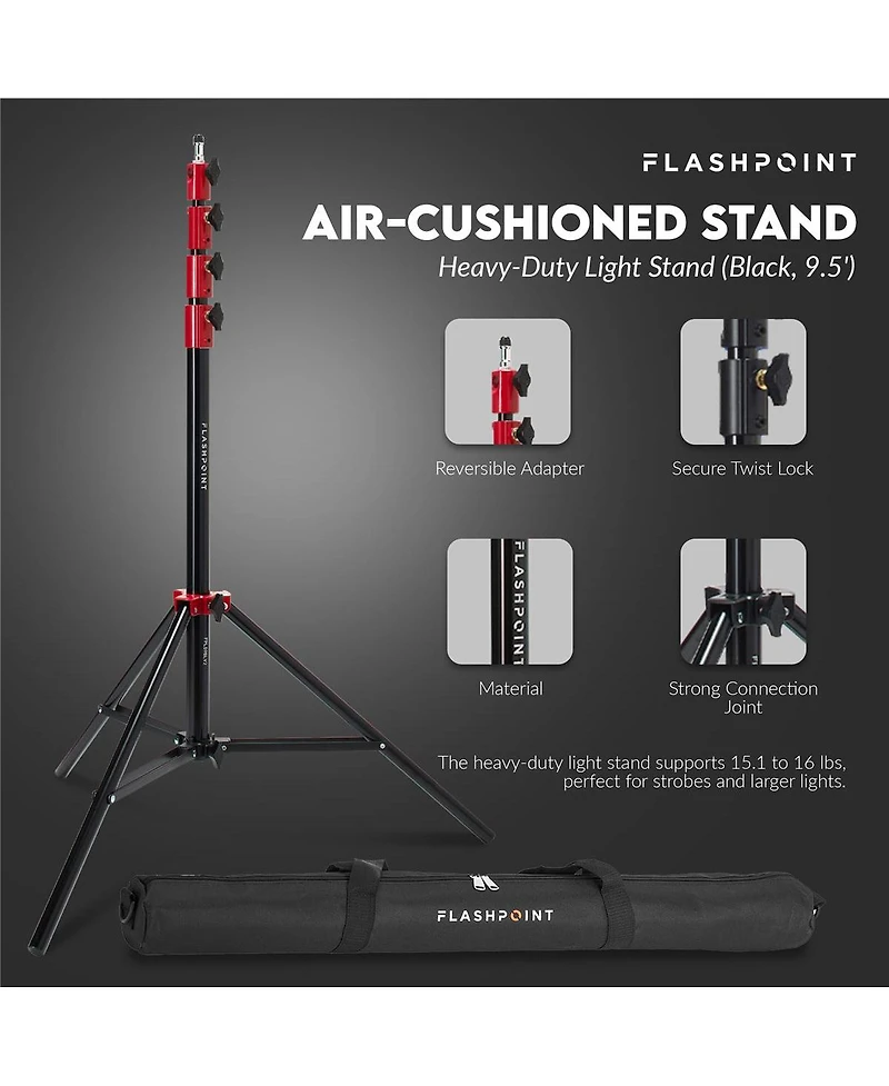 Elinchrom D-Lite Rx One 100Ws Compact Monolight, Bundle with Flashpoint 9.5' Pro Air-Cushioned Stand and Weight Sand Bag