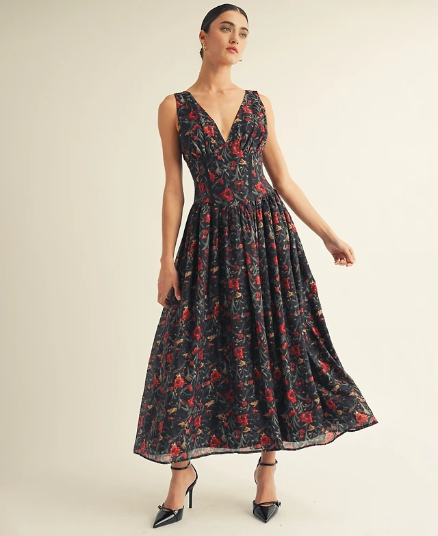 maxi dress layered Vina Tiered Pleated Layered Maxi Dress