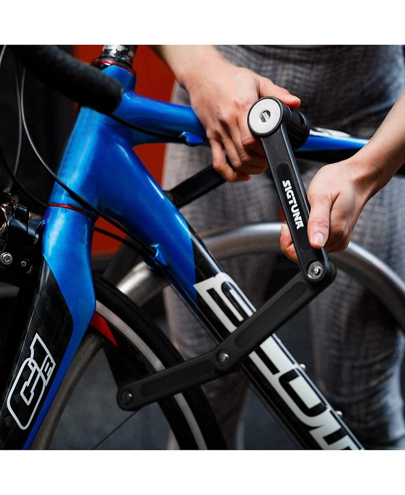 Sigtuna Folding Bike Lock Heavy Duty Hardened Steel with Mounting and Anti Scratch Coating