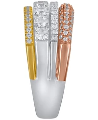 Macy's Diamond Band Ring (1 ct. t.w.) in 14K White, Yellow and Rose Gold