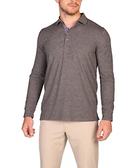 Tailorbyrd Men's Brushed Melange Super Soft Long Sleeve Polo