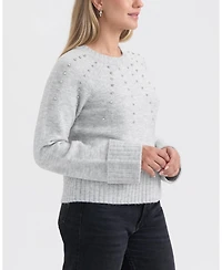 Ellen Tracy Women's Embellished Raglan Sleeve Sweater