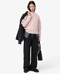 Lacoste Usa Women's Mock Neck Knit Sweater