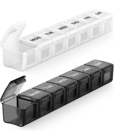Sukuos Weekly Pill Organizer 2 Pack Daily Pill Box for Medicine Vitamins Supplements