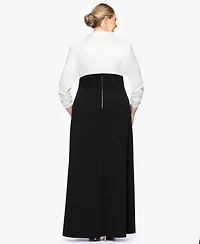 Betsy & Adam Plus Long Sleeve Sheath Dress