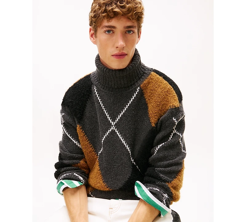 Tommy Hilfiger Men's Roll-Neck Argyle Sweater