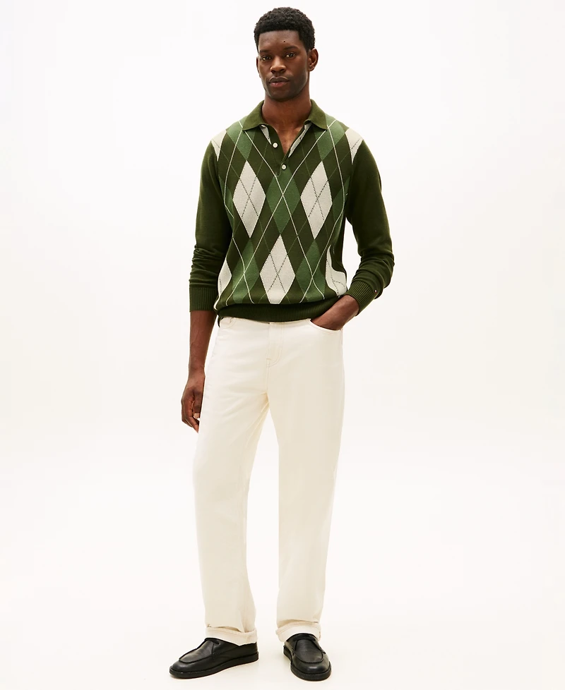 Tommy Hilfiger Men's Long-Sleeve Argyle Rugby Sweater