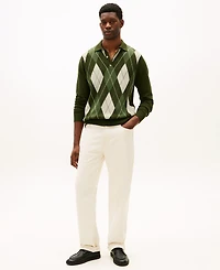 Tommy Hilfiger Men's Long-Sleeve Argyle Rugby Sweater