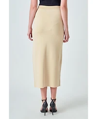 endless rose Women's Knit Pocketed A-line Midi Skirt