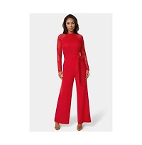 Bebe Women's Lace and Bodice Straight Leg Jumpsuit