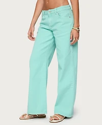 Edikted Womens Roman Low Rise Slouchy Jeans
