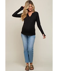 Pinkblush Maternity Black Button Front Long Sleeve Top