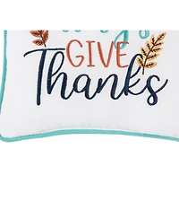 Thanksgiving "In All Give Thanks" Wheat Flowers Accent Small/Petite Accent Pillow, 10" x 10"