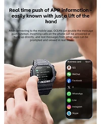 Ruxing smart Outdoor sports wristband 1.75-inch full touch screen Bluetooth call flashlight Sos compass -Red