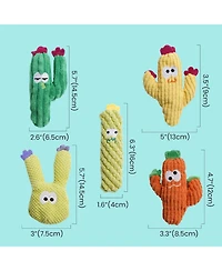 Pawsible 5 Pack Cactus Cat Toy Set, 100% Premium Cat Herb Filling, Natural Stimulation for Cats, Durable for Teething, Perfect Kitten Toy