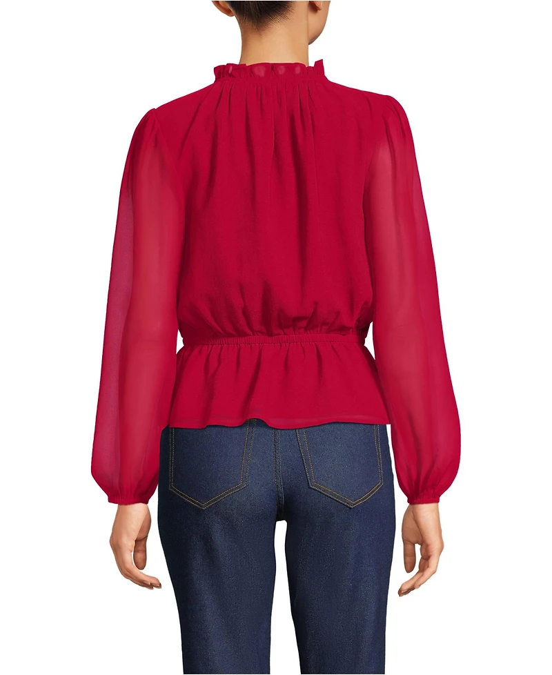 Lands' End Women's Chiffon Peplum Top