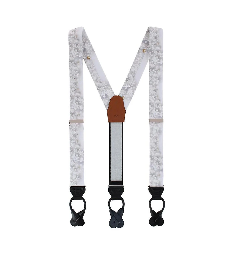 Trafalgar Men's Jack's Frosty Winter Wonderland Silk Holiday Button End Suspenders