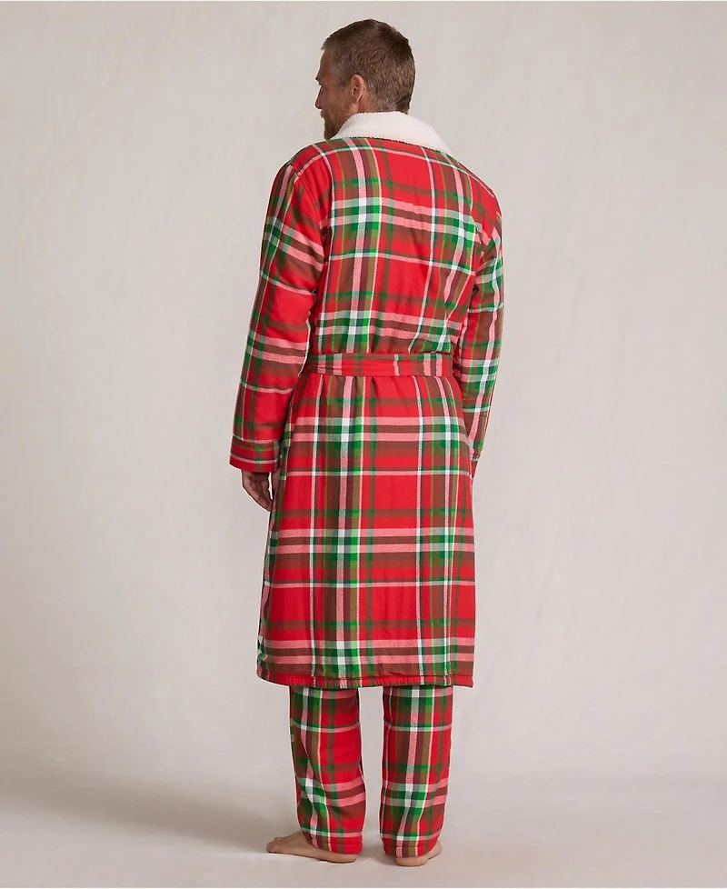 Lands' End Men's High Pile Fleece Lined Flannel Robe