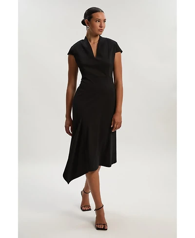 Karen Millen Women's Ponte V Neck Midi Dress