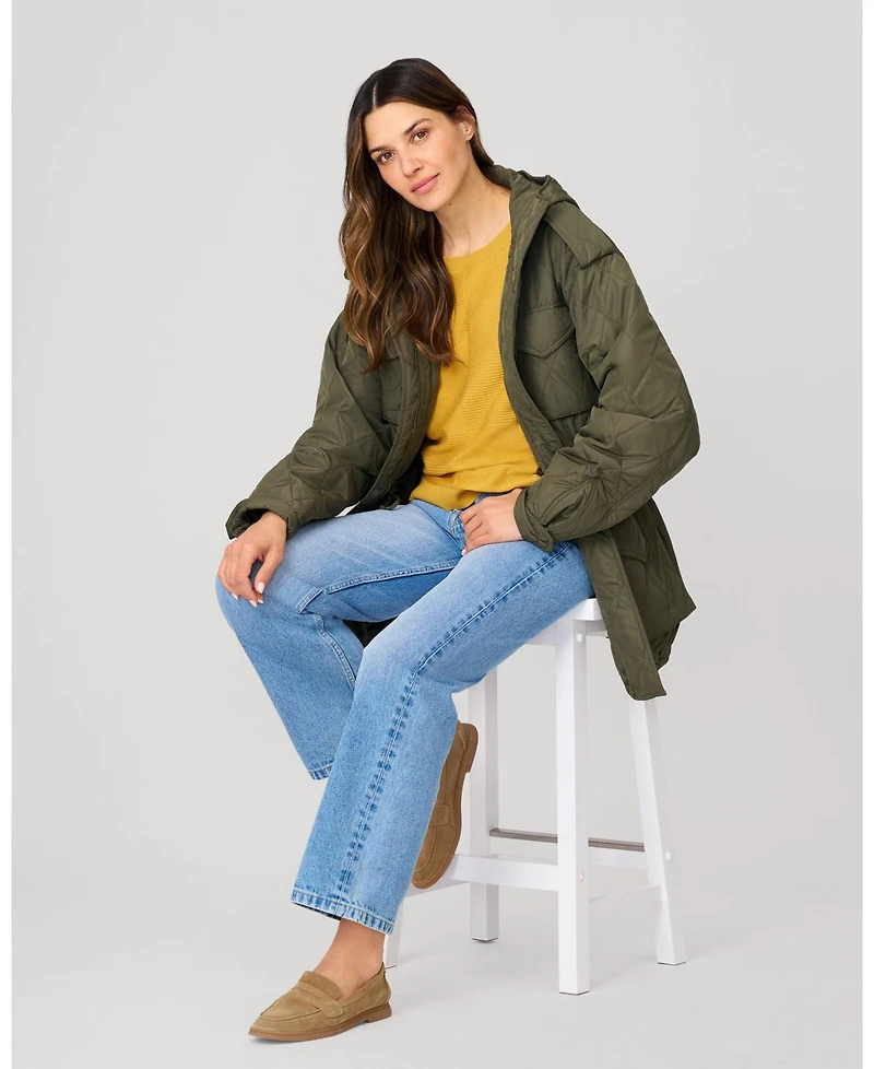 Cable & Gauge Block Rib Stitch Midweight Tunic Sweater