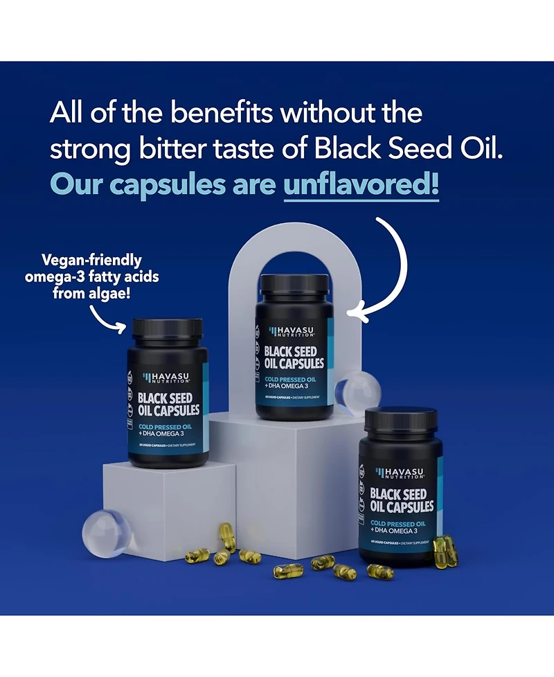 Havasu Nutrition Black Seed Oil + Dha Liquid Capsules, 60ct