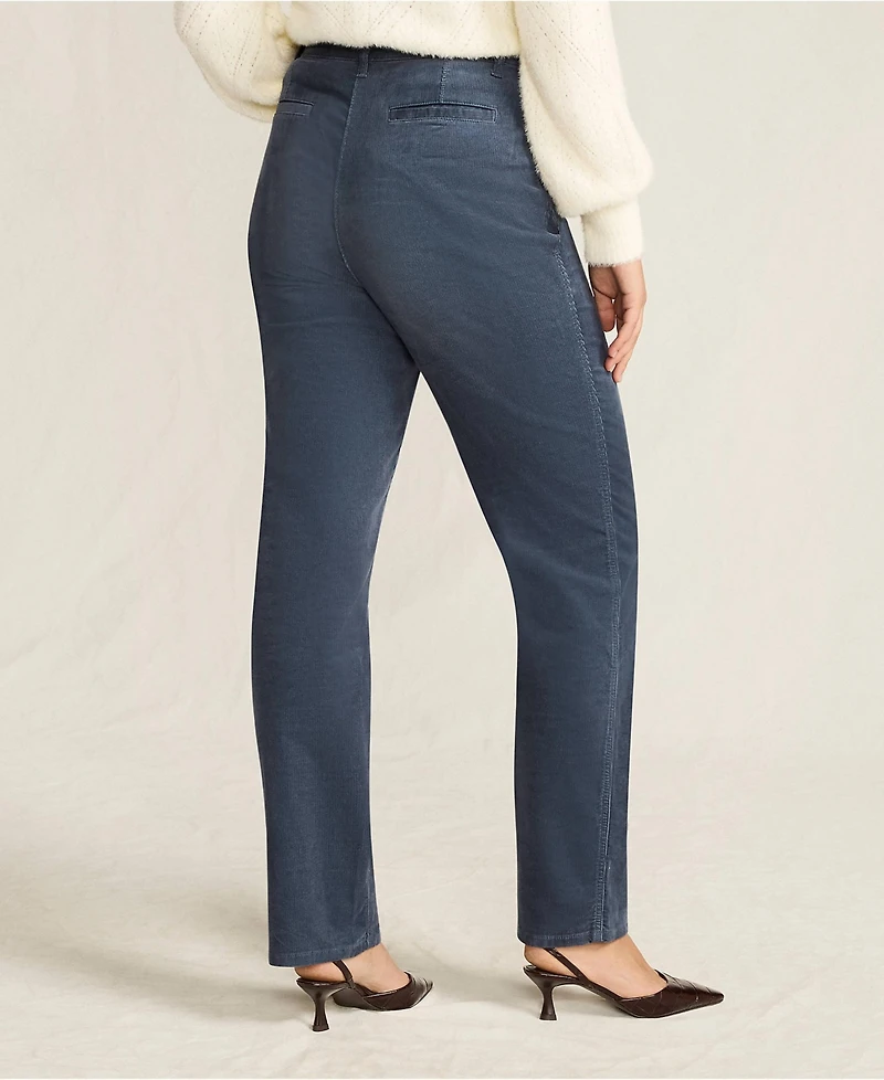 Lands' End Women's Tall Corduroy High Rise Rail Straight Leg Pants