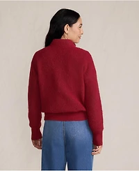 Lands' End Women's Fuzzy Wedged Quarter Zip Sweater