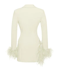 Miss Circle Women Madeline Pearl White Feather Trim Blazer Dress