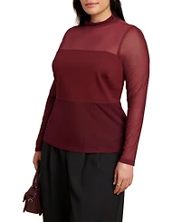 Eloquii Women's Plus Paneled Sheer Top
