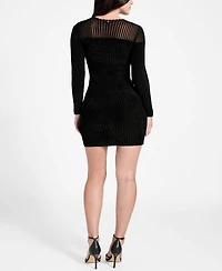Guess Women's Rowena Long Sleeve Rib Chenille Dress