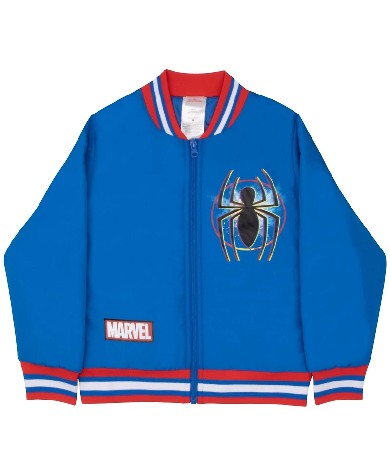 Spider-Man Big Boys Zip-Up Lightweight Graphic Print Superheroes Varsity Bomber Jacket