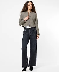 French Connection Women's Houndstooth Long Sleeve Jacket