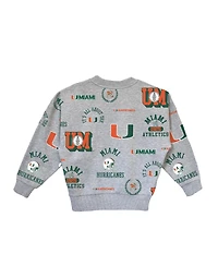 Gameday Couture Big Girls Gray Miami Hurricanes Always on Repeat Pullover Sweatshirt