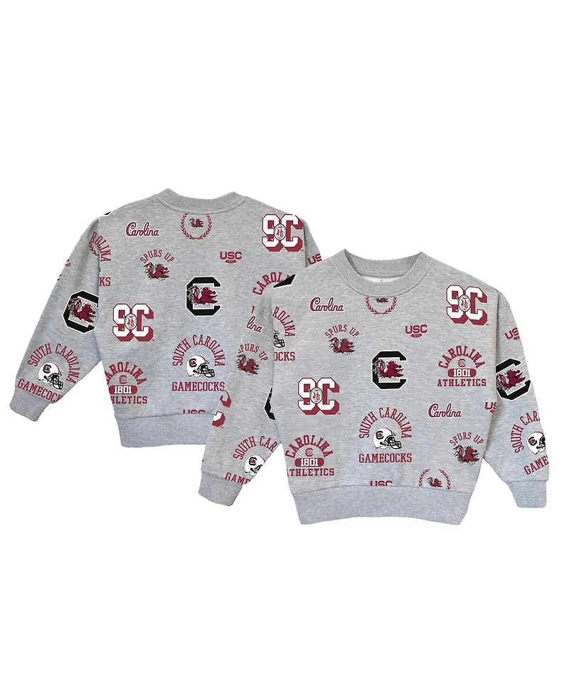 Gameday Couture Big Girls Gray South Carolina Gamecocks Always on Repeat Pullover Sweatshirt