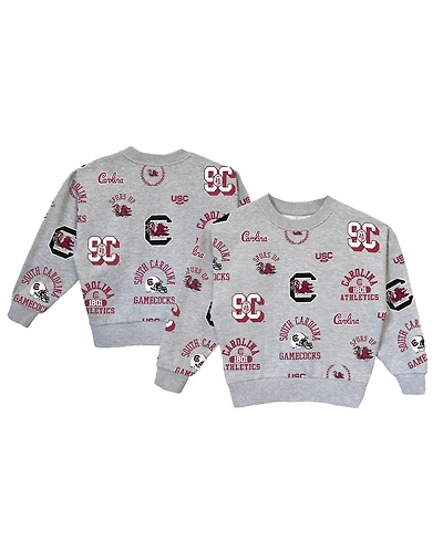 Gameday Couture Big Girls Gray South Carolina Gamecocks Always on Repeat Pullover Sweatshirt