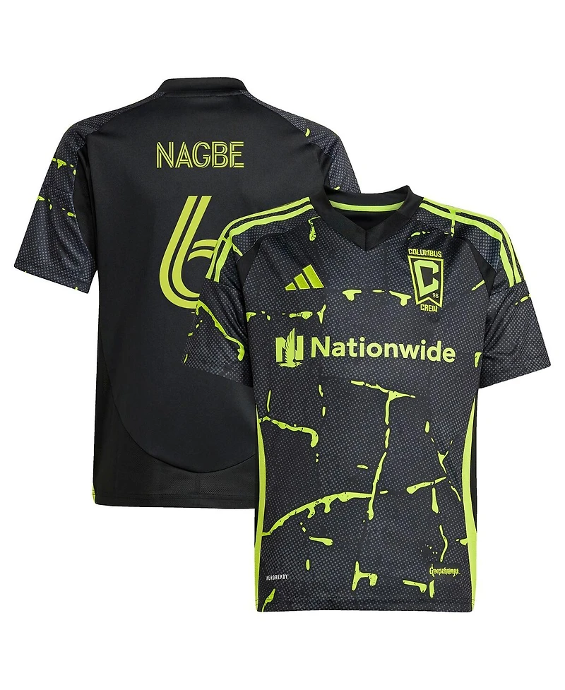 Adidas Big Boys and Girls Darlington Nagbe Black Columbus Crew 2025 The Goosebumps Kit Replica Player Jersey