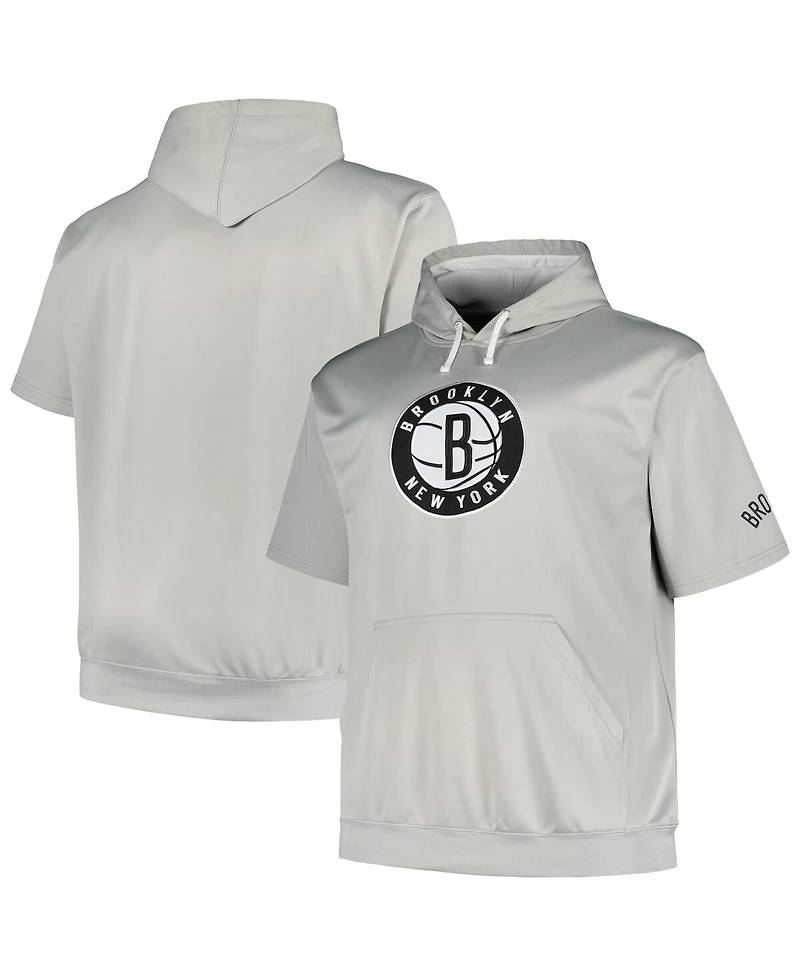 Fanatics Men's Silver Brooklyn Nets Big Tall Logo Pullover Hoodie