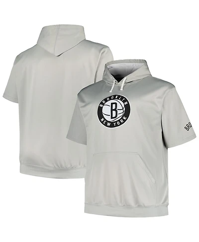 Fanatics Men's Silver Brooklyn Nets Big Tall Logo Pullover Hoodie