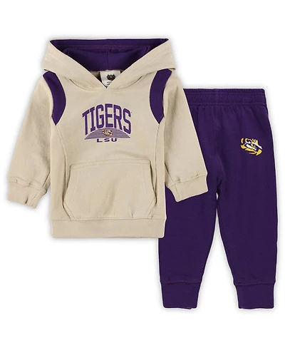 Wes & Willy Baby Boys and Girls 2-Piece Lsu Tigers Color Block Pullover Hoodie Sweatpants Set