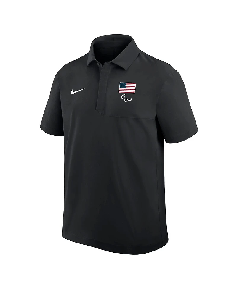 Nike Men's Black U.s. Paralympics Woven Polo Shirt