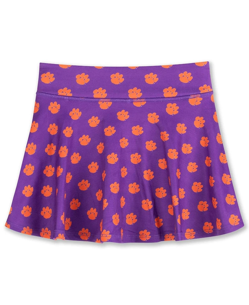 ZooZatz Big Girls Purple Clemson Tigers All-Over Print Tennis Skort