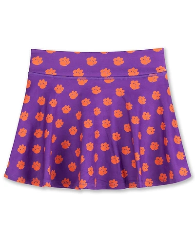 ZooZatz Big Girls Purple Clemson Tigers All-Over Print Tennis Skort